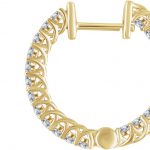 14K Yellow 1 CTW Natural Diamond Inside-Outside 20.1 mm Hoop Earrings - 652854