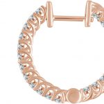 14K Rose 1 CTW Natural Diamond Inside-Outside 20.1 mm Hoop Earrings - 652854