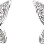 14K White .07 CTW Natural Diamond Butterfly Youth Earrings - 652686