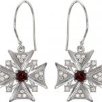 14K White Natural Mozambique Garnet & 1/3 CTW Natural Diamond Earrings - 85349