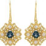 14K Yellow Natural London Blue Topaz & 1/2 CTW Natural Diamond Earrings - 85373