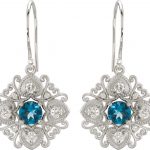 14K White Natural London Blue Topaz & 1/2 CTW Natural Diamond Earrings - 85373