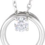 Platinum 1/10 CT Natural Diamond Circle 16-18" Necklace - 86689