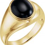 14K Yellow Natural Black Onyx Ring - 62164