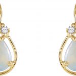 14K Yellow Natural White Opal & .03 CTW Natural Diamond Earrings - 60837