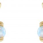 14K Yellow Natural White Opal & .07 CTW Natural Diamond Earrings - 66324