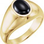 14K Yellow Natural Black Onyx Bezel-Set Ring - 9222