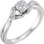 10K White 1/8 CTW Natural Diamond Cluster Promise Ring - 652987