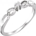 14K White .03 CT Natural Diamond Heart Ring - 60359