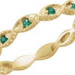 14K Yellow Natural Emerald Anniversary Band - 69817