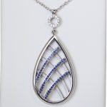 Platinum Natural Blue Sapphire & Natural White Sapphire 18" Necklace - 85425