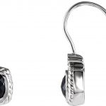 14K White Natural Black Onyx & .03 CT Natural Diamond Earrings - 65320