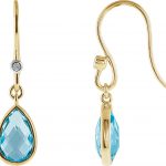 14K Yellow Natural Swiss Blue Topaz & .02 CTW Natural Diamond Earrings - 67304