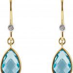 14K Yellow Natural Swiss Blue Topaz & .02 CTW Natural Diamond Earrings - 67304