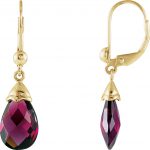 14K Yellow Briolette Natural Brazilian Garnet Earrings - 64578