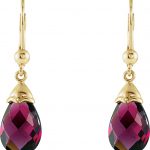 14K Yellow Briolette Natural Brazilian Garnet Earrings - 64578