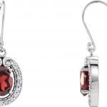 14K White Natural Mozambique Garnet & 3/8 CTW Natural Diamond Earrings - 65199