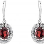 14K White Natural Mozambique Garnet & 3/8 CTW Natural Diamond Earrings - 65199