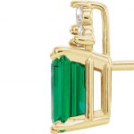 14K Yellow Lab-Grown Emerald & 1/8 CTW Natural Diamond Earrings - 67670