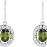 14K White Natural Green Tourmaline & 3/8 CTW Natural Diamond Halo-Style Earrings - 66164