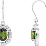 14K White Natural Green Tourmaline & 3/8 CTW Natural Diamond Halo-Style Earrings - 66164