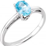 14K White Natural Swiss Blue Topaz Ring - 61177