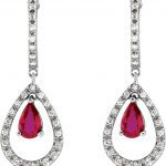 14K White Natural Ruby & 1/4 CTW Natural Diamond Earrings - 65949