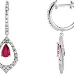 14K White Natural Ruby & 1/4 CTW Natural Diamond Earrings - 65949