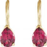 14K Yellow Natural Rhodolite Garnet Lever Back Earrings - 61043