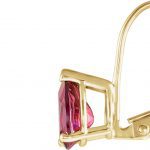 14K Yellow Natural Rhodolite Garnet Lever Back Earrings - 61043