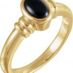 14K Yellow Natural Black Onyx Ring - 61946