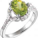 14K White Natural Peridot & 1/6 CTW Natural Diamond Ring - 65842