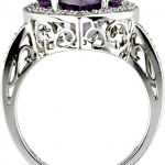 14K White Natural Amethyst & 1/6 CTW Natural Diamond Ring - 65666