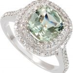 14K White Natural Green Quartz & 3/4 Natural Diamond Ring - 67176