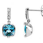 14K White Natural Swiss Blue Topaz and .07 CTW Natural Diamond Earrings - 66940