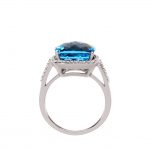 14K White Natural Checkerboard Swiss Blue Topaz & 1/4 CTW Natural Diamond Ring - 67078