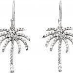 14K White 3/8 CTW Natural Diamond Palm Tree Earrings - 69206