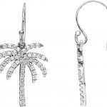 14K White 3/8 CTW Natural Diamond Palm Tree Earrings - 69206