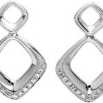 14K White 1/10 CTW Natural Diamond Geometric Earrings - 68974