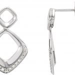 14K White 1/10 CTW Natural Diamond Geometric Earrings - 68974