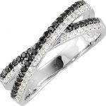 14K White 3/8 CTW Natural Black & White Diamond Criss-Cross Ring - 68233