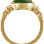 14K Yellow Natural Nephrite Jade & 1/6 CTW Natural Diamond Ring - 65974