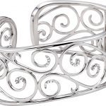 Sterling Silver 1/4 Natural Diamond Cuff 7" Bracelet - 68337