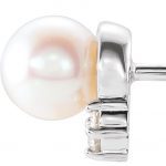 Platinum Cultured White Freshwater Cultured Pearl & .08 CTW Natural Diamond Earrings - 86767