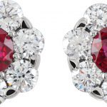 14K White Natural Ruby & 1 1/8 CTW Natural Diamond Cluster Earrings - 66418