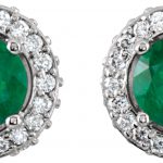 14K White Natural Emerald & 1/3 CTW Natural Diamond Earrings - 68602