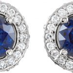 14K White Natural Blue Sapphire & 1/3 CTW Natural Diamond Earrings - 68602