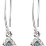 14K White Natural Aquamarine & 1/10 CTW Natural Diamond Earrings - 69713