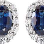 14K White Natural Blue Sapphire & 1/3 CTW Diamond Cluster Earrings - 85028