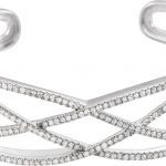 14K White 3/4 CTW Natural Diamond Criss-Cross Cuff 7" Bracelet - 652349